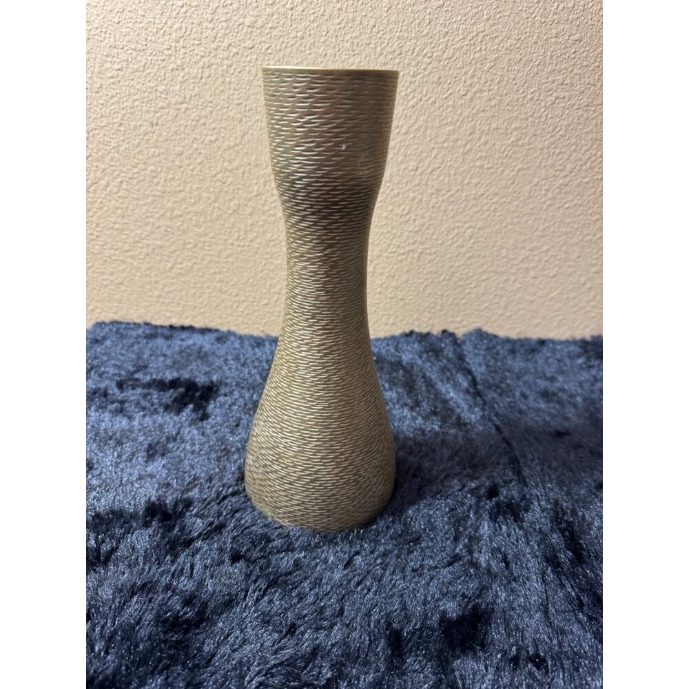 Vintage Mid Century Style Brass Textured Vase Stands 9 1/4" Tall